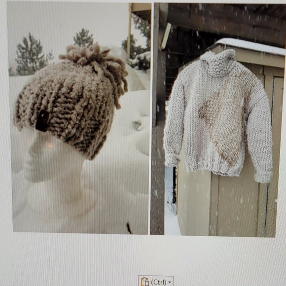 Unique wool winter set, pearl gray, sweater and matching hat, hand knitted - Picture 1 of 11
